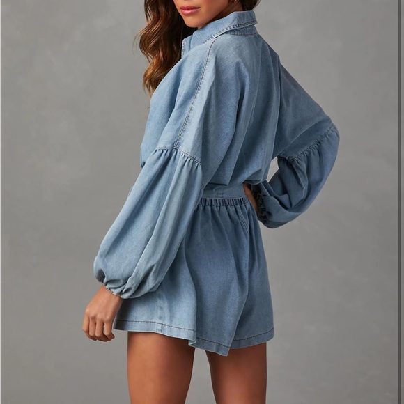 Mable Denim Blue Women's Romper - Picture 2 of 12